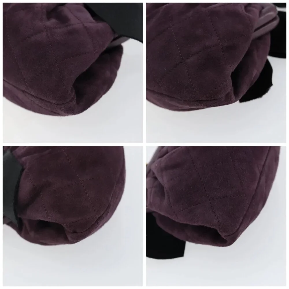 CHANEL Hand Bag Suede Purple Gold CC Auth 139044V - Picture 14 of 16